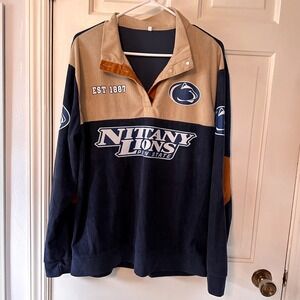 Penn‎ State Nittany Lions Navy Corduroy Pullover Polo Sweatshirt Large EST 1887